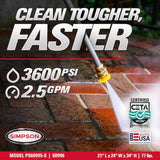 SIMPSON PowerShot 3600 PSI 2.5 GPM Commercial Gas Pressure Washer with Honda GX200 Engine & AAA Triplex Pump