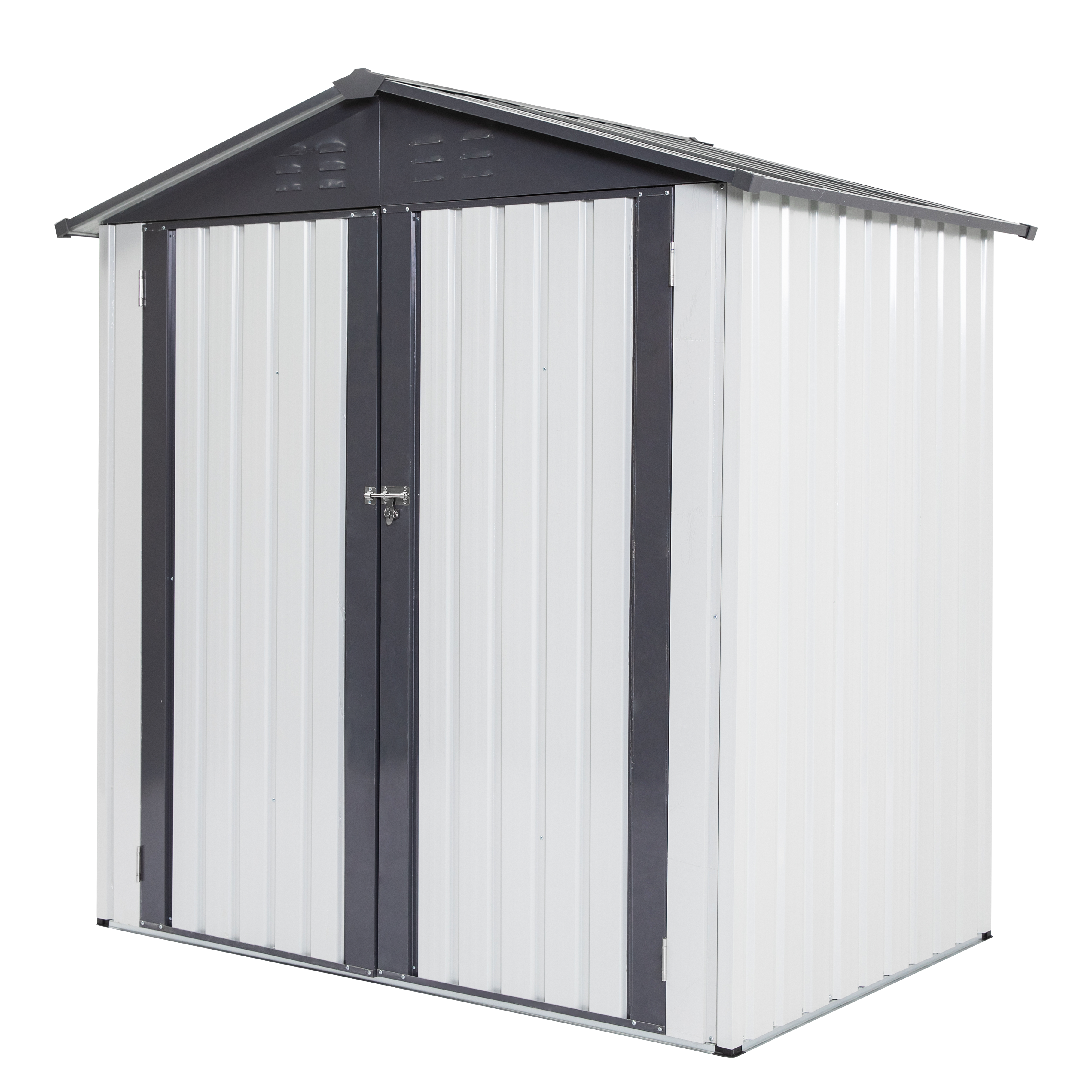 XWT014 Metal Garden Storage Shed – Gray/White