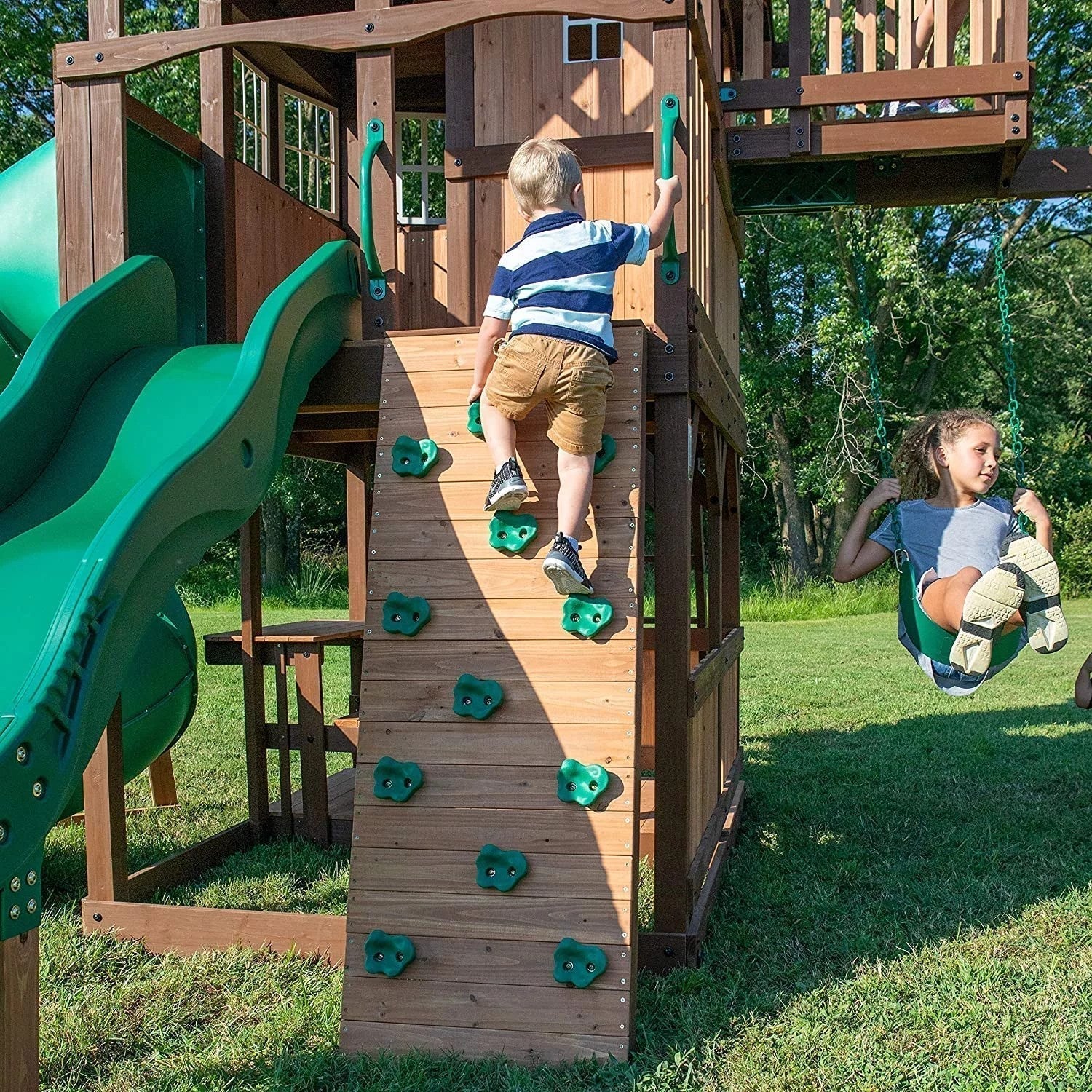 Backyard Discovery Skyfort III Cedar Swing Set w/ Tube Slide – DIY