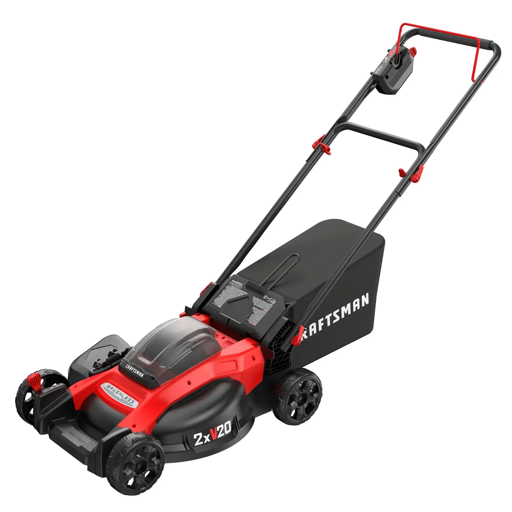 CRAFTSMAN V20 Brushless 20″ Cordless Push Lawn Mower with 2x 5.0Ah Batteries & Dual Chargers