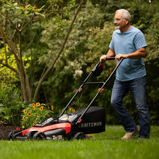 CRAFTSMAN V20 Brushless 20″ Cordless Push Lawn Mower with 2x 5.0Ah Batteries & Dual Chargers