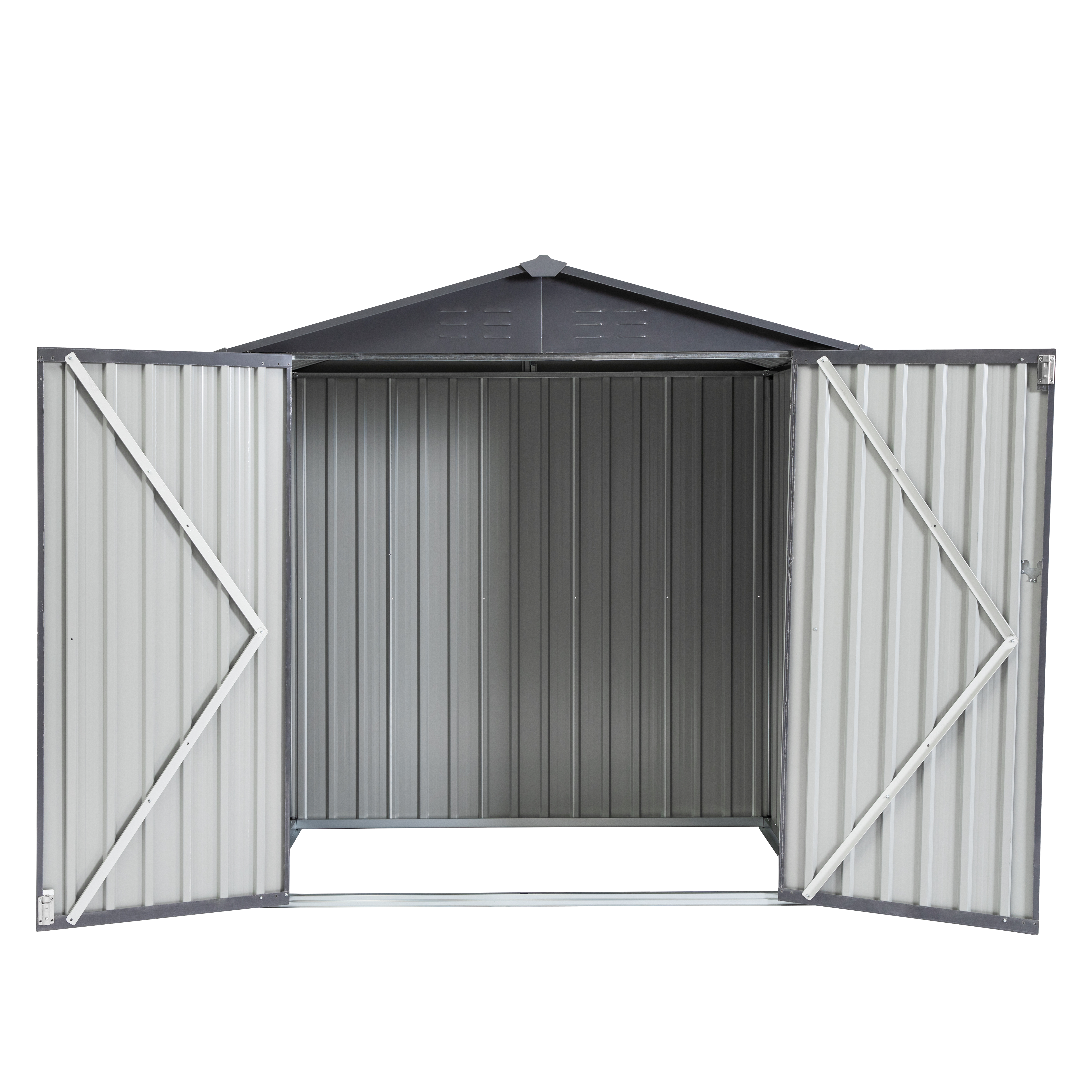 XWT014 Metal Garden Storage Shed – Gray/White