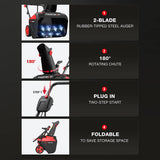21'' 15A Single Stage Electric Snow Blower w/ LED Light DB7521