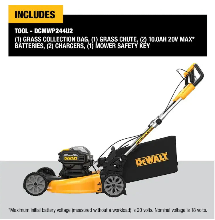 20V MAX Cordless Lawn Care Combo Kit 21.5 Inch Self Propelled Mower Blower Trimmer Chainsaw Pole Saw Power Cleaner