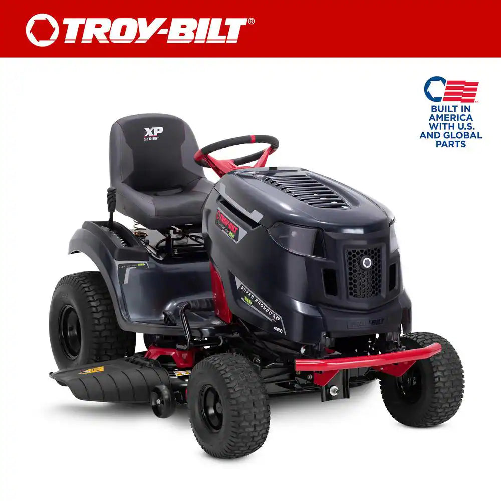 Troy-Bilt Bronco 42E XP Electric Riding Lawn Tractor 56V 60Ah Battery 42 Inch Deck