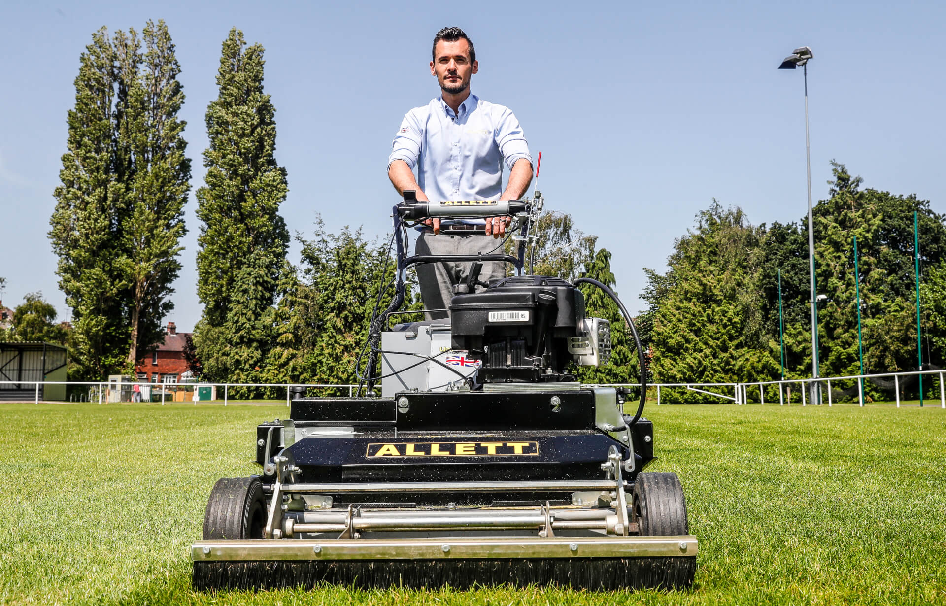 Allett Uplift 86 34-Inch Gas Stadium Rotary Lawn Mower Twin Blade Roller Mower 223cc
