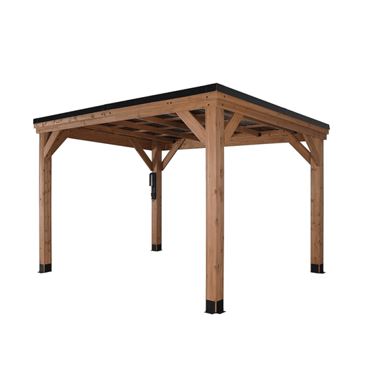 Backyard Discovery 12′ x 9.5′ Arcadia Slope Roof Cedar Gazebo with PowerPort