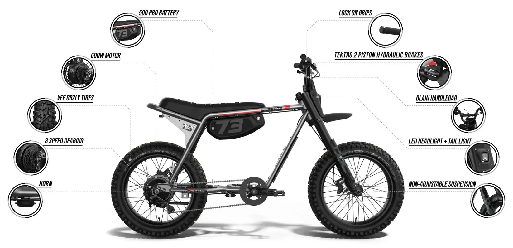 SUPER73 Z Adventure Series Core Electric Bike 600W Motor 480Wh Battery Fat Tire E-Bike