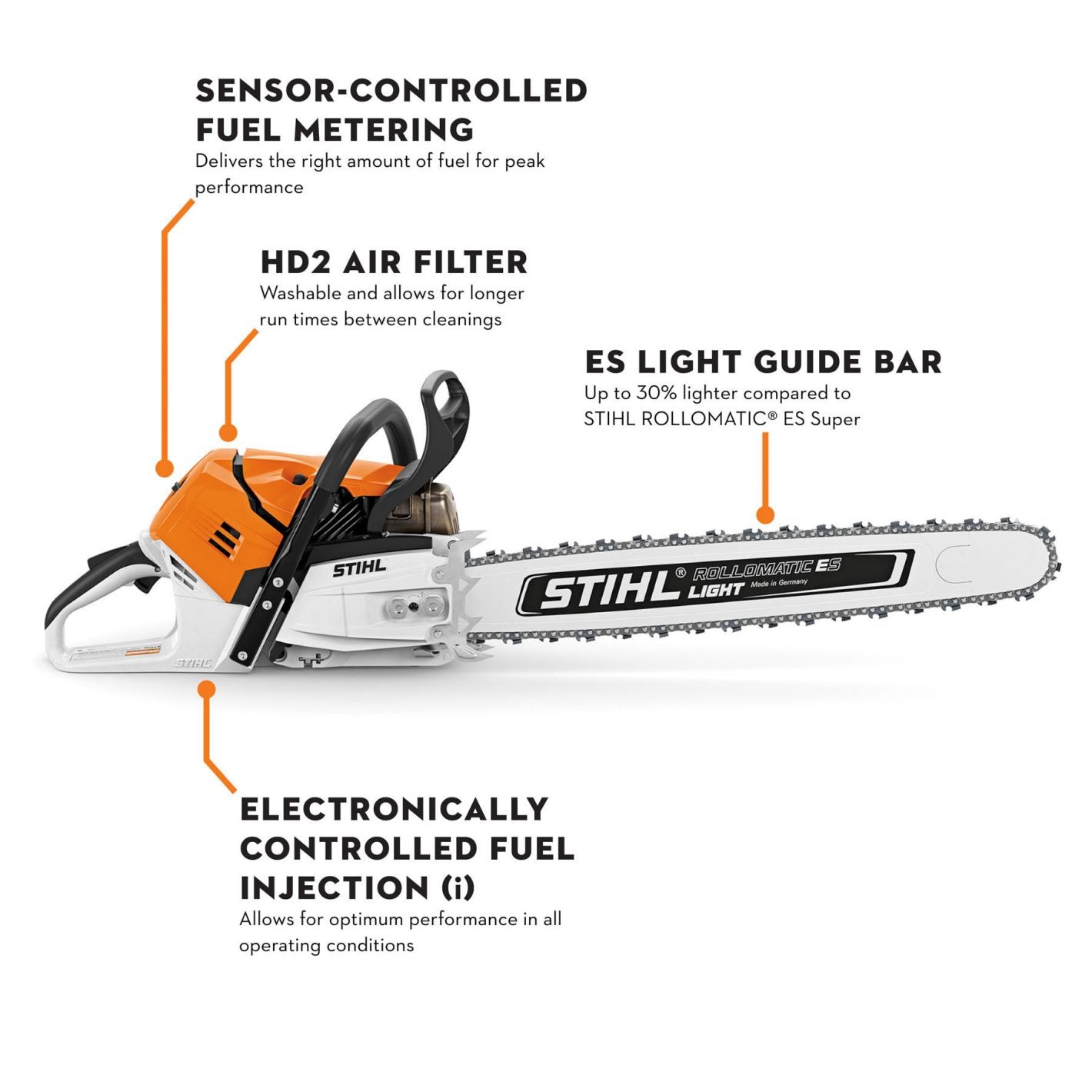 STIHL MS 500i Chainsaw 6.8 HP Electronic Fuel Injection Professional Forestry Saw