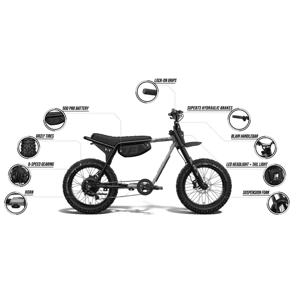 SUPER73 Z Adventure Series Core Electric Bike 600W Motor 480Wh Battery Fat Tire E-Bike