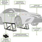 QuickJack 5000TL Portable Car Lift 5000 lb Hydraulic Vehicle Lift with Automatic Safety Locks & Power Unit