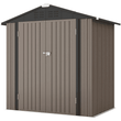 Patiowell 6 ft. W x 4 ft. D Outdoor Storage Brown Metal Shed with Sloping Roof and Double Lockable Door (24.8 sq. ft.)