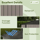 Patiowell 6 ft. W x 4 ft. D Outdoor Storage Brown Metal Shed with Sloping Roof and Double Lockable Door (24.8 sq. ft.)