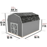 Hudson 12 ft. W x 16 ft. D Wood Storage Shed