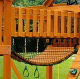Gorilla Playsets Mountaineer Treehouse Wooden Swing Set with Tube Slide, Rope Ladder, and Sandbox