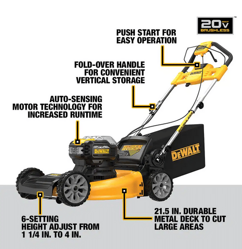 20V MAX Cordless Lawn Care Combo Kit 21.5 Inch Self Propelled Mower Blower Trimmer Chainsaw Pole Saw Power Cleaner