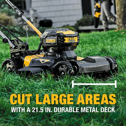 20V MAX Cordless Lawn Care Combo Kit 21.5 Inch Self Propelled Mower Blower Trimmer Chainsaw Pole Saw Power Cleaner