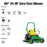 John Deere Z515E Zero Turn Mower 24 HP V Twin ELS Engine 60 Inch Accel Deep Deck