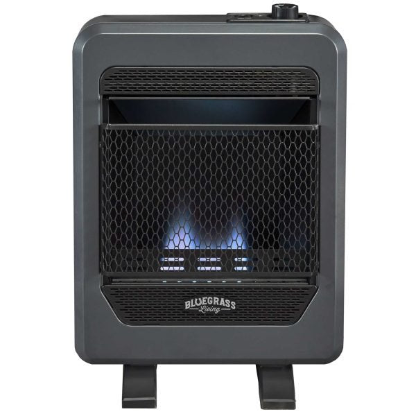Bluegrass Living Natural Gas Vent Free Blue Flame Gas Space Heater With Base Feet – 10,000 BTU, T-Stat Control – Model# B10TNB-B