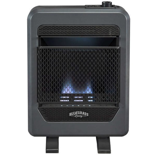 Bluegrass Living Natural Gas Vent Free Blue Flame Gas Space Heater With Base Feet – 10,000 BTU, T-Stat Control – Model# B10TNB-B