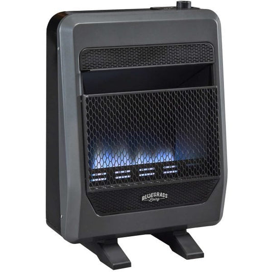 Bluegrass Living Natural Gas Vent Free Blue Flame Gas Space Heater With Blower and Base Feet – 20,000 BTU, T-Stat Control – Model# B20TNB-BB