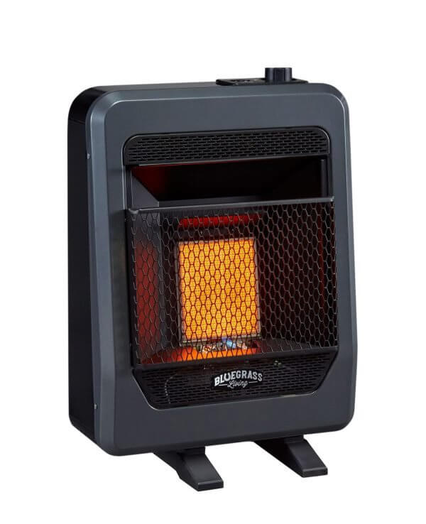 Bluegrass Living Natural Gas Vent Free Infrared Gas Space Heater With Base Feet – 10,000 BTU, T-Stat Control – Model# B10TNIR-B