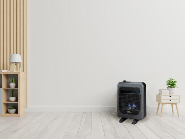 Bluegrass Living Propane Gas Vent Free Blue Flame Gas Space Heater With Base Feet – 10,000 BTU, T-Stat Control – Model# B10TPB-B