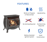 Duluth Forge Dual Fuel Ventless Gas Stove – 26,000 BTU, Remote Control, Matte Black Finish – Model# FDSR25
