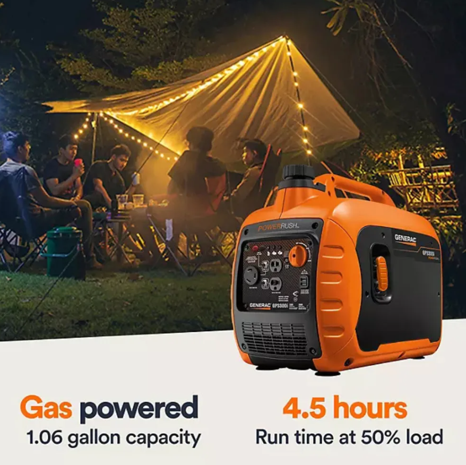 Generac GP3300i Portable Inverter Generator 3300 Starting 2500 Running Watt Gas Powered COsense TruePower
