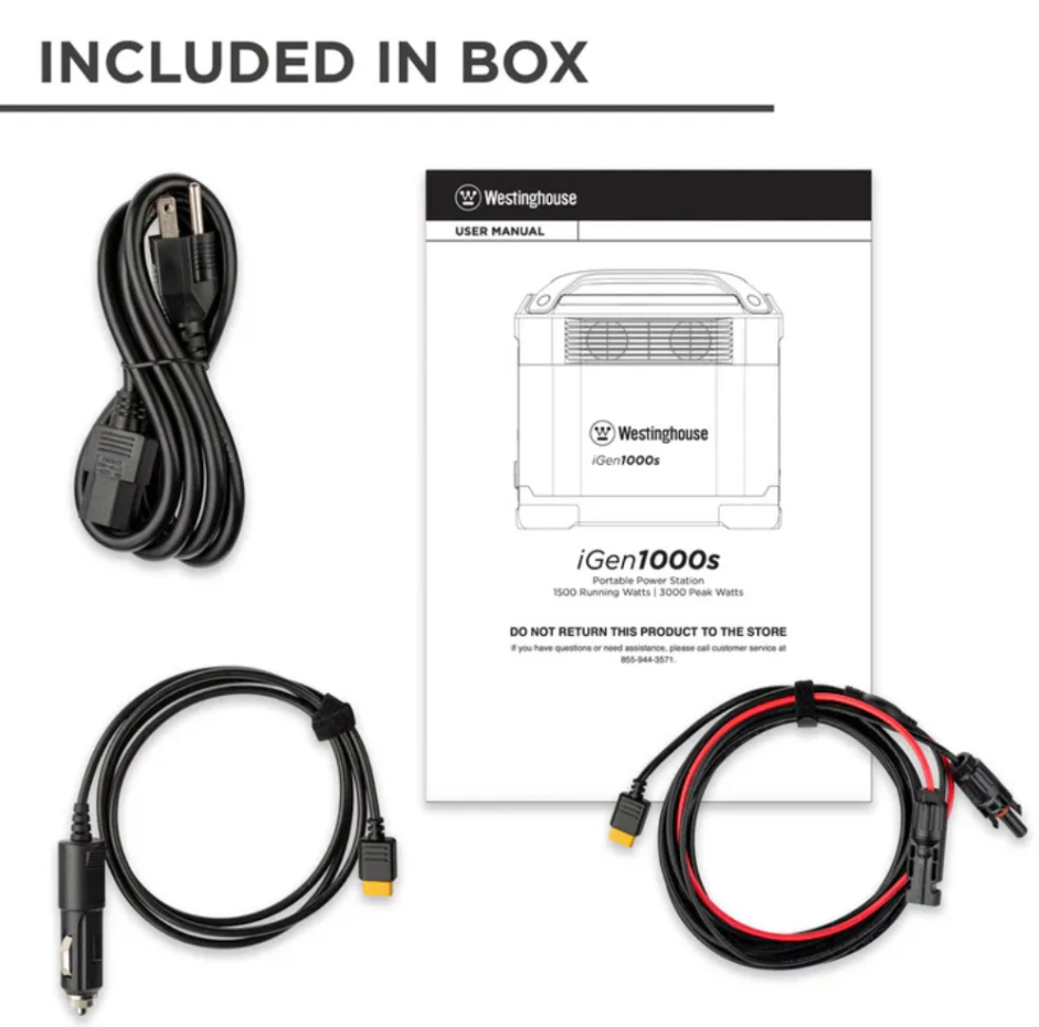 Westinghouse iGen1000S Portable Power Station 1200 Peak Watts 1000 Running Watts 592Wh Lithium Battery Pure Sine Wave