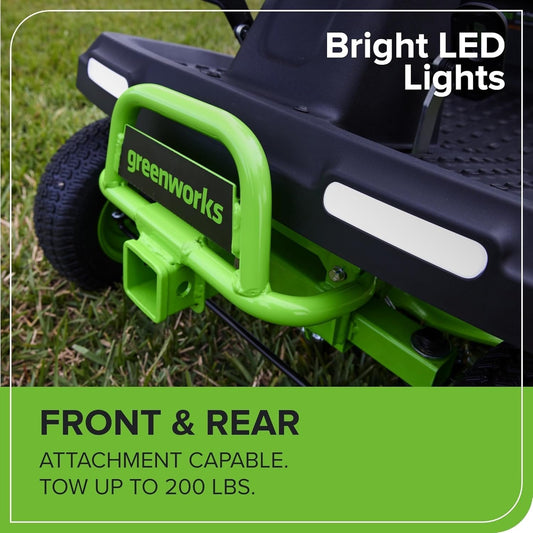 Greenworks 60V Riding Lawn Tractor 30 Inch Deck 16 HP Equivalent Electric Mower with 4x 8.0Ah Batteries
