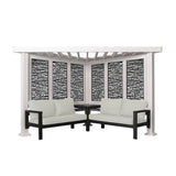 Ridgedale 8 Ft. X 8 Ft. White Steel Modern Cabana Pergola with Conversation Seating in Pumice