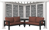 Ridgedale 8 Ft. X 8 Ft. White Steel Modern Cabana Pergola with Conversation Seating in Pumice