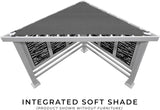 Ridgedale 8 Ft. X 8 Ft. White Steel Modern Cabana Pergola with Conversation Seating in Pumice