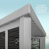 Ridgedale 8 Ft. X 8 Ft. White Steel Modern Cabana Pergola with Conversation Seating in Pumice