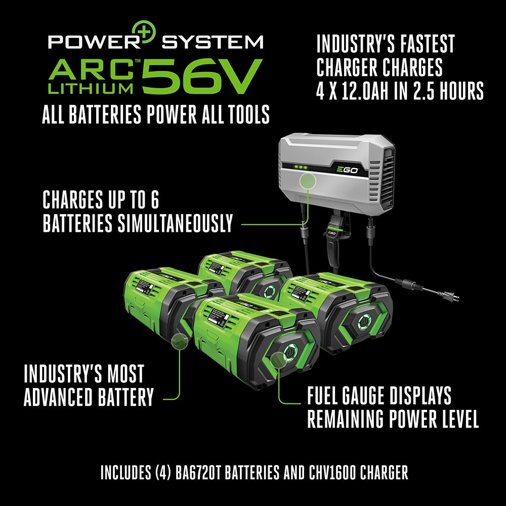 EGO Power Plus Z6 42 Inch Zero Turn Mower 56V Battery Electric Riding Mower with 4 Batteries