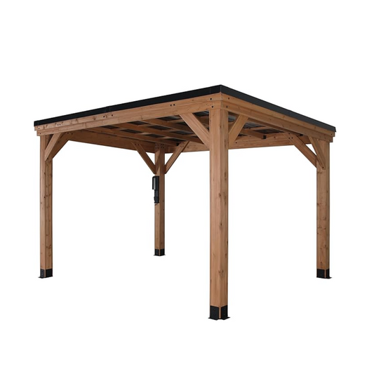 Backyard Discovery 12′ x 9.5′ Arcadia Slope Roof Cedar Gazebo with PowerPort