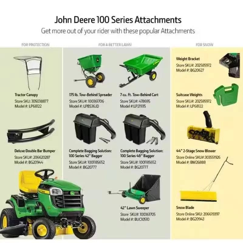 John Deere S100 42-Inch 17.5 HP Gas Hydrostatic Riding Lawn Tractor