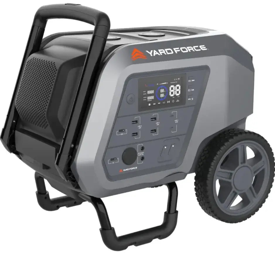 Yard Force Portable Power Station 2400-Watt Continuous 4800-Watt Peak, Bluetooth speaker, WIFI connection, Wireless Charging, RV 30A plug, LED light
