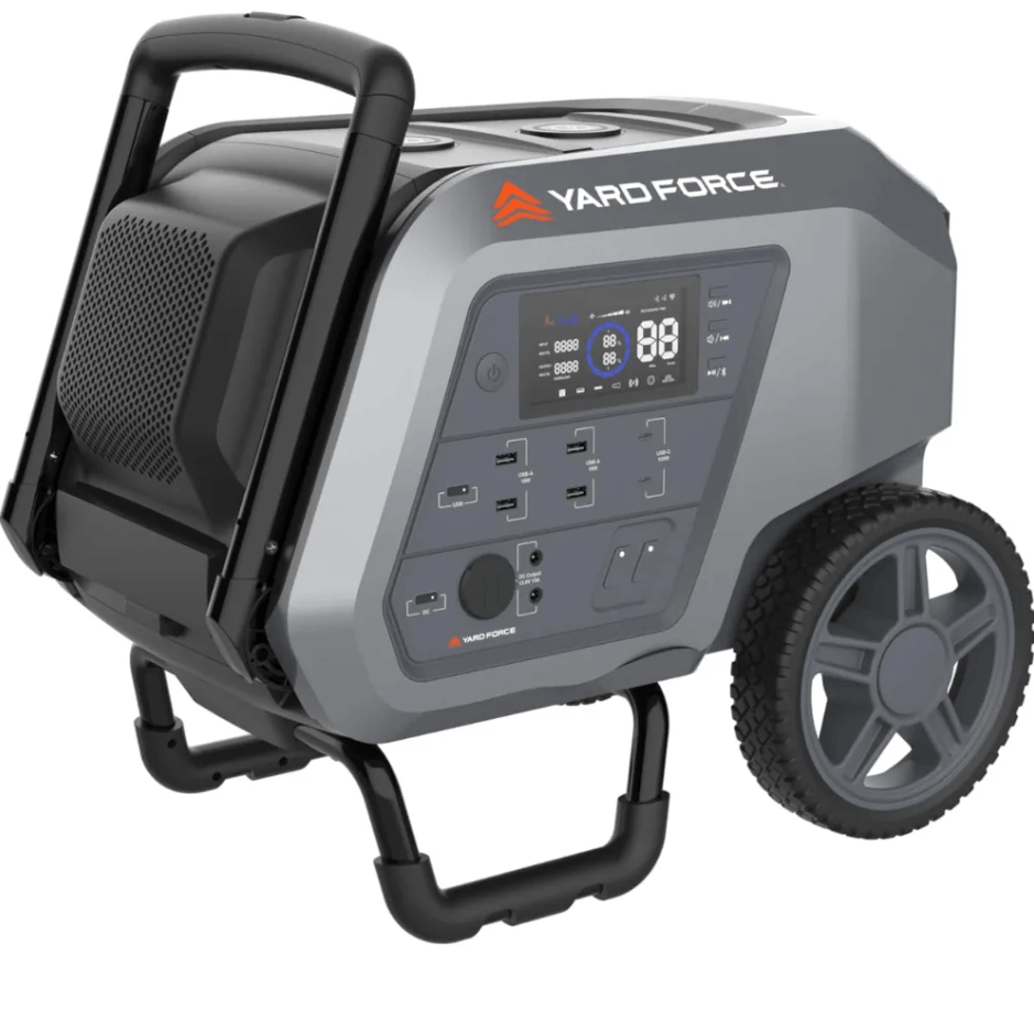 Yard Force Portable Power Station 2400-Watt Continuous 4800-Watt Peak, Bluetooth speaker, WIFI connection, Wireless Charging, RV 30A plug, LED light