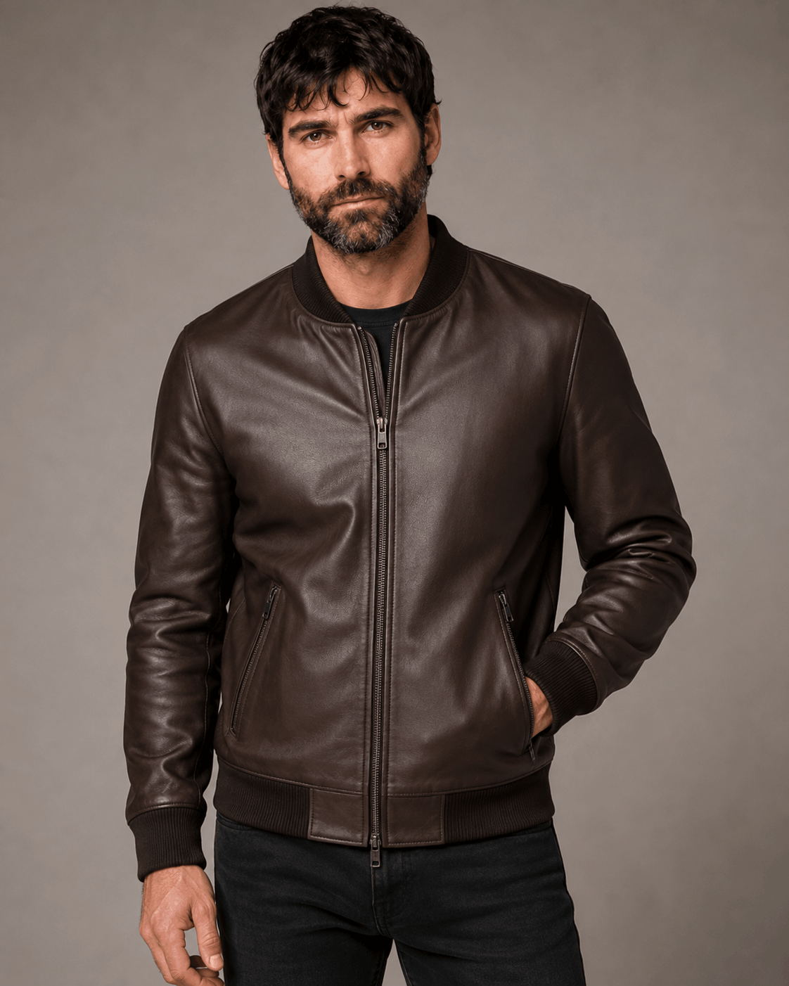 Zayrren Classic Leather Bomber Jacket