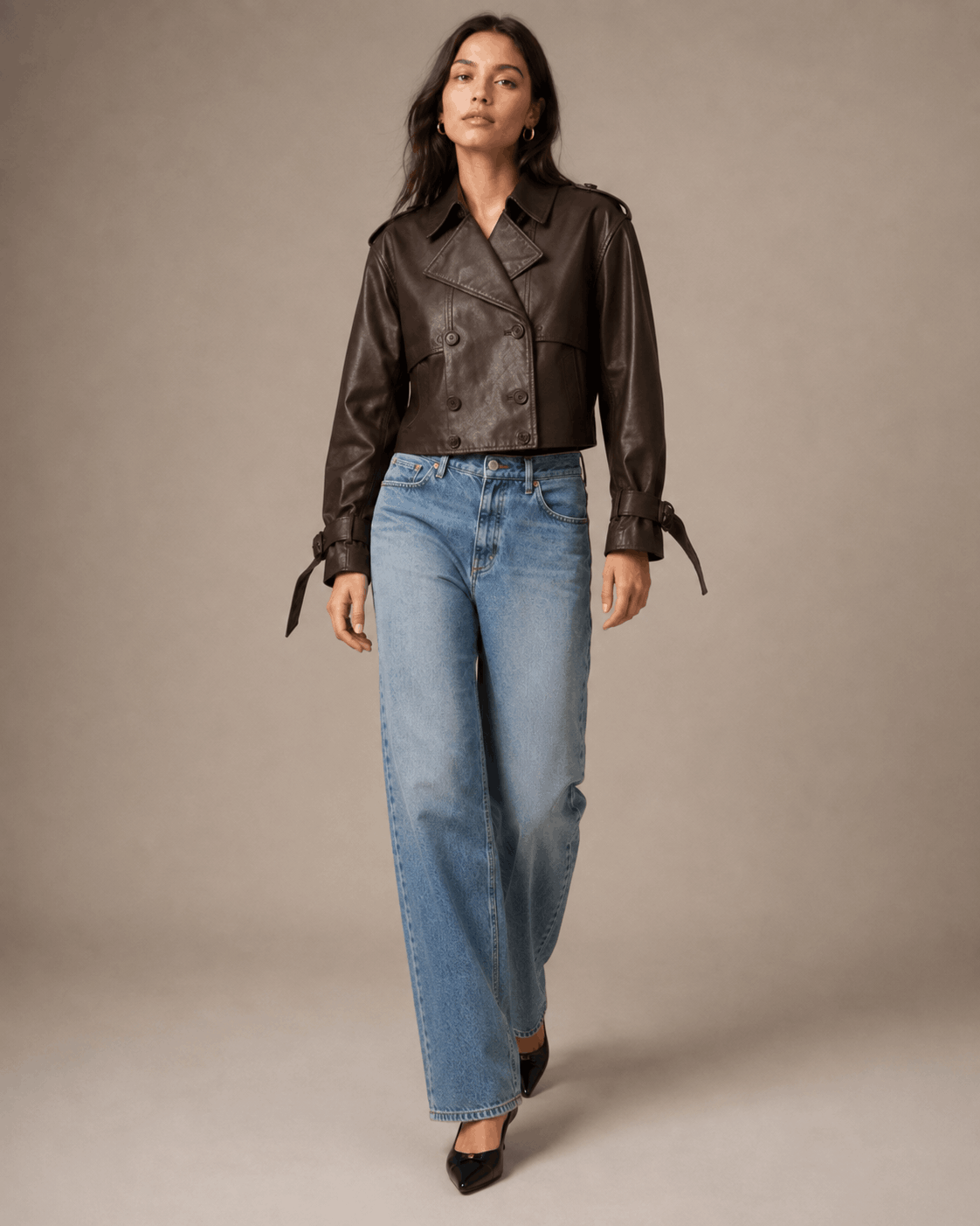 Hendry Leather Crop Trench Coat 1