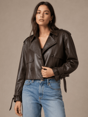 Zayrren Hendry Leather Crop Trench Coat