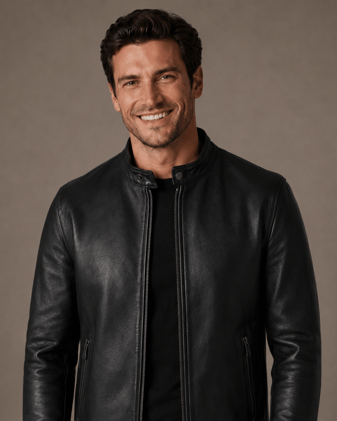 Zayrren Premium Lambskin Cafe Racer Leather Jacket