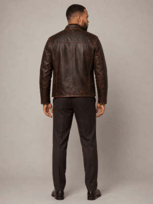 Oiled Lightweight Unlined Nubuck Cafe Racer Jacket 1