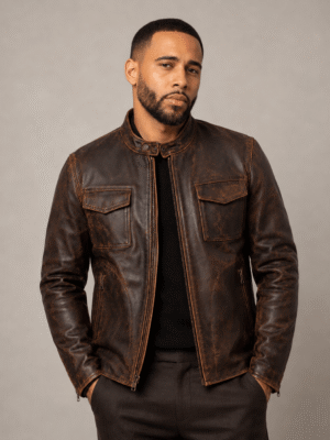 Zayrren Oiled Lightweight Unlined Nubuck Cafe Racer Jacket