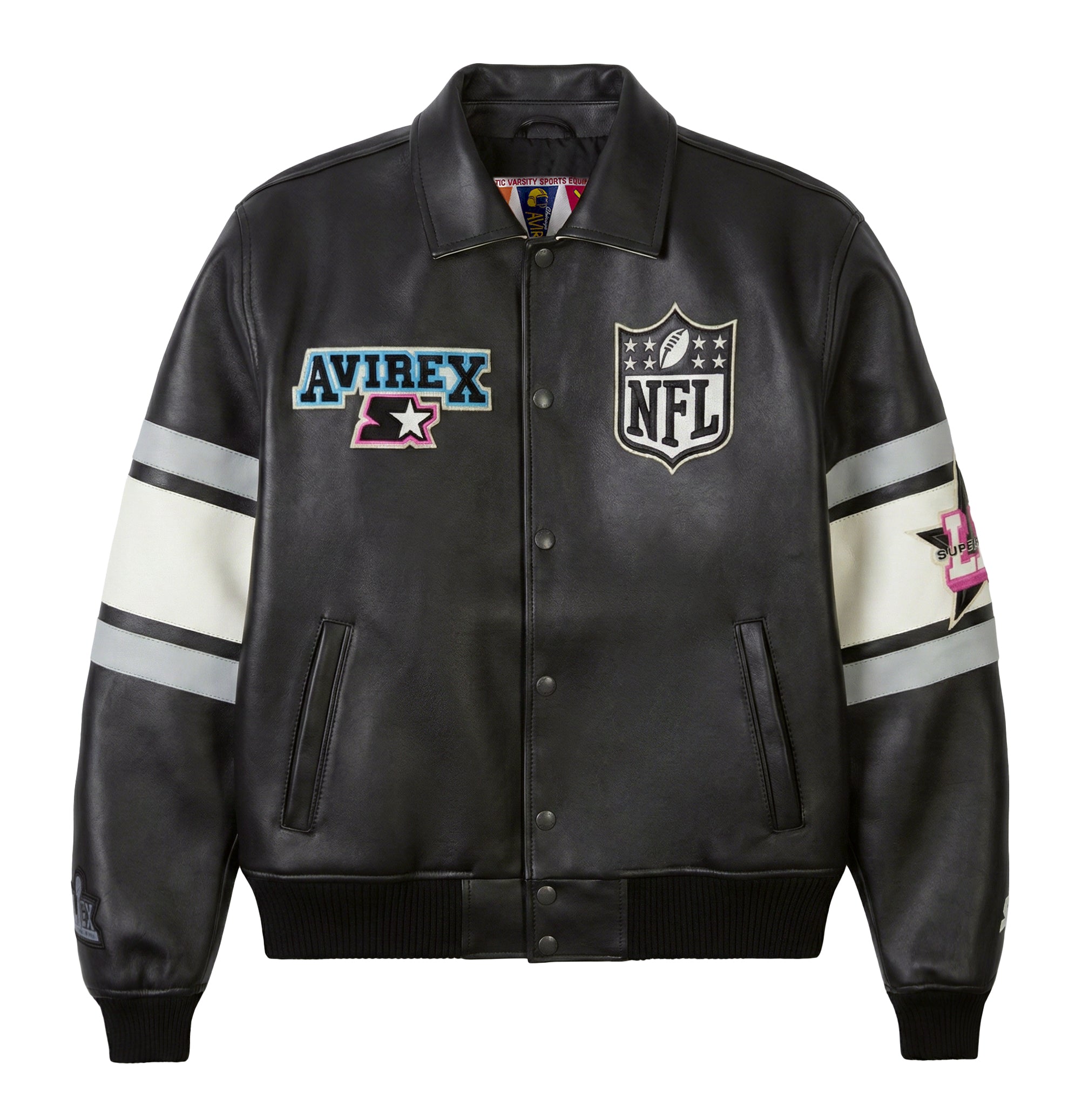 BLACK STARTER SUPER BOWL LX LEATHER JACKET