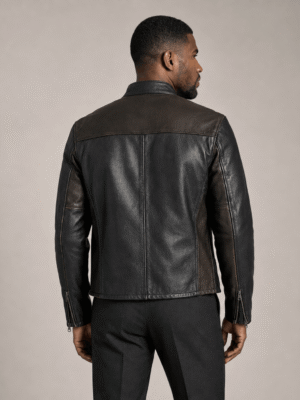 Vintaged Slim Cowhide Cafe Racer Motorcycle Jacket 2