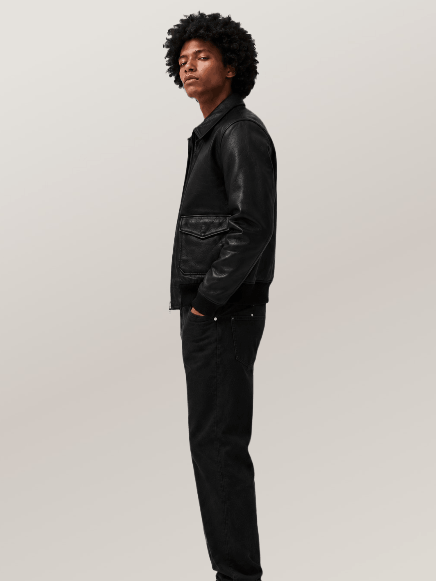 Men's Black Sheepskin Century A-2 Leather Jacket - Image 3