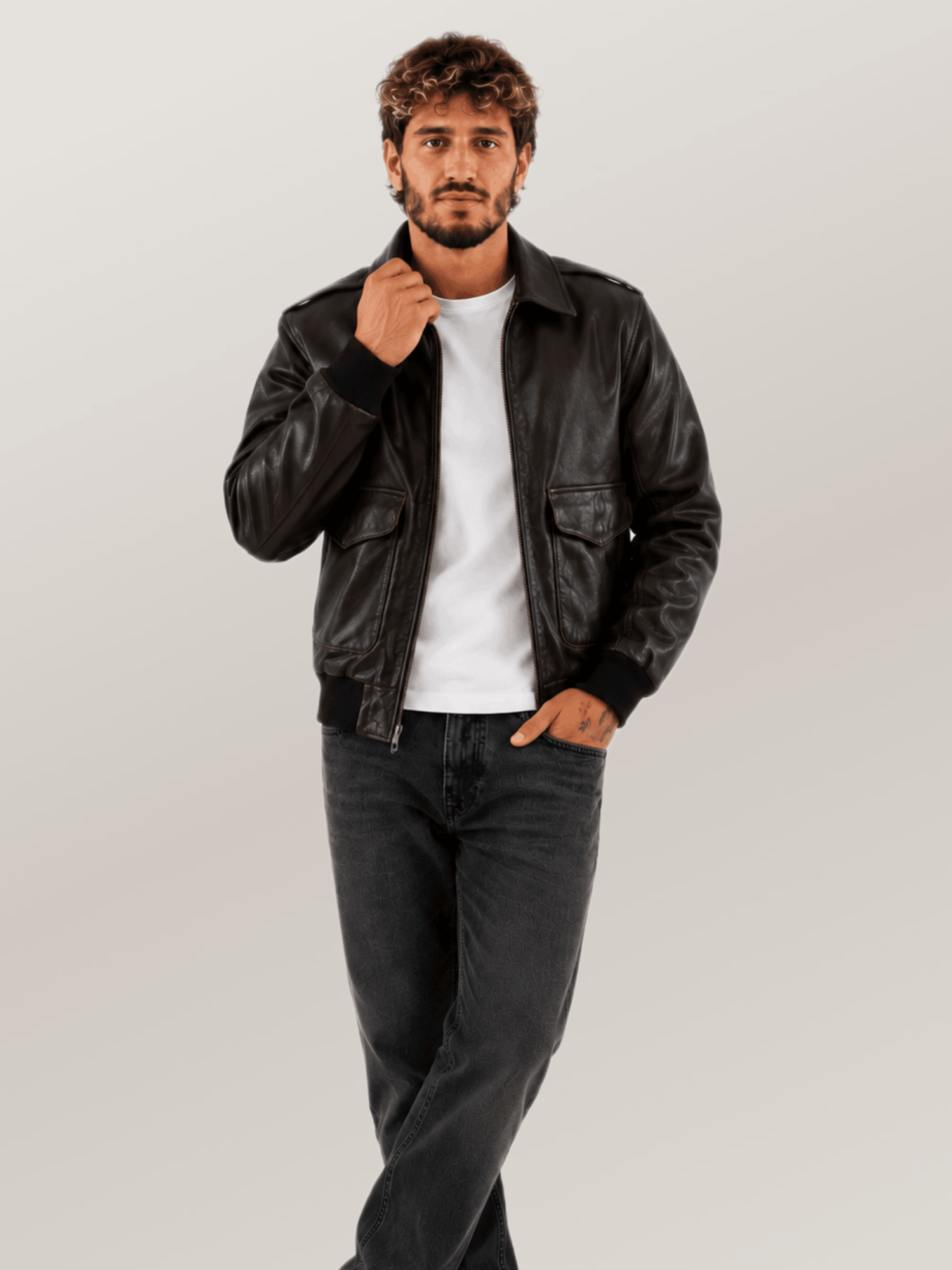 Men's Sheepskin Brown Mission A-2 Pilot’s Jacket
